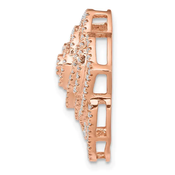 Solid 14k Rose Gold 12ct Simulated CZ Fancy Flower Chain Slide Goldia Earrings