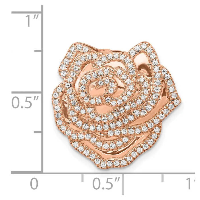 Solid 14k Rose Gold 12ct Simulated CZ Fancy Flower Chain Slide Goldia Earrings