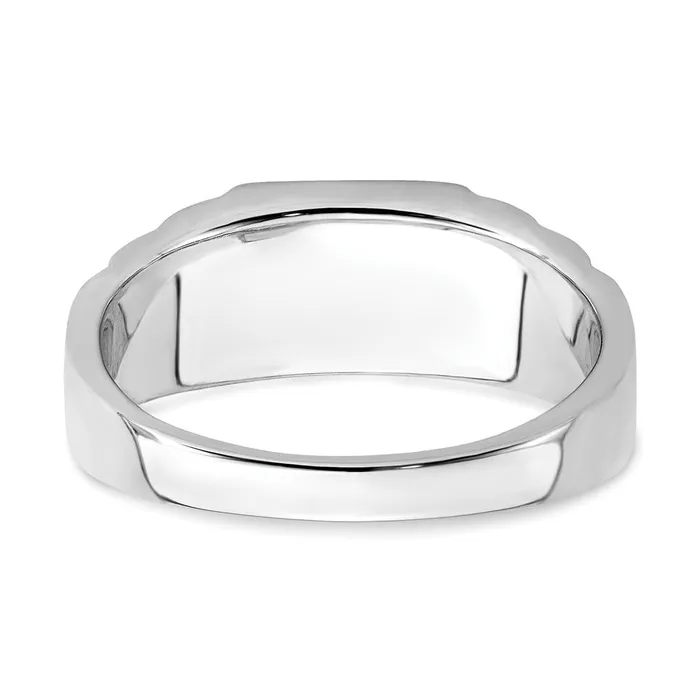 Solid 14k Twotone Created Simulated Sapphire and CZ Mens Ring Goldia Rings