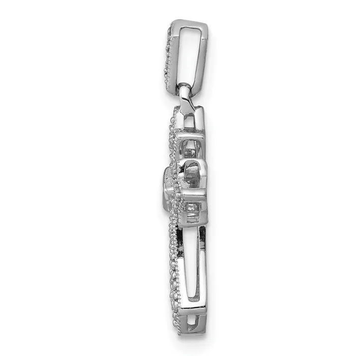 Solid 14k White Gold 110ct Simulated CZ Fancy Cross Pendant Goldia Necklaces