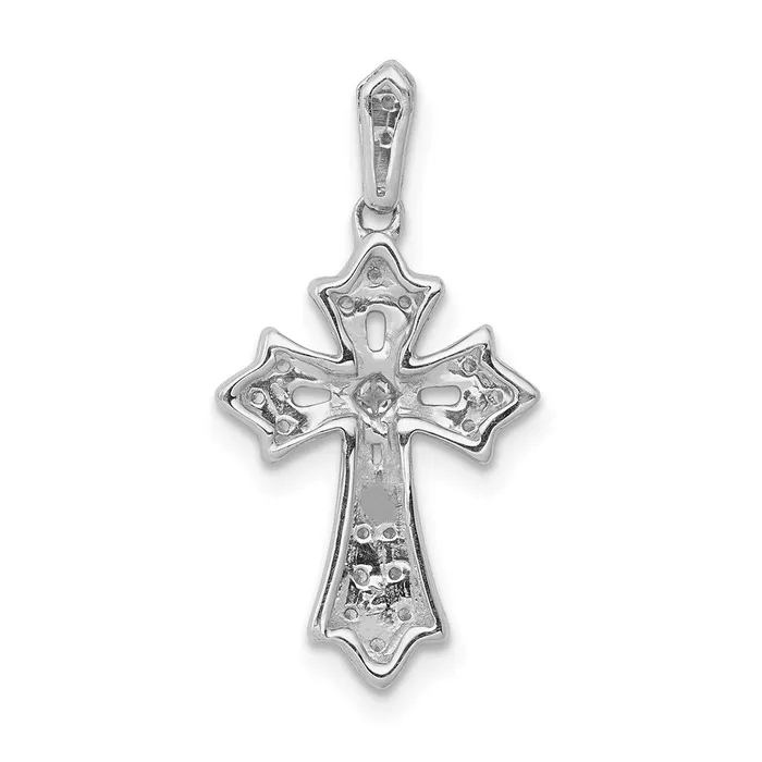 Solid 14k White Gold 110ct Simulated CZ Fancy Cross Pendant Goldia Necklaces