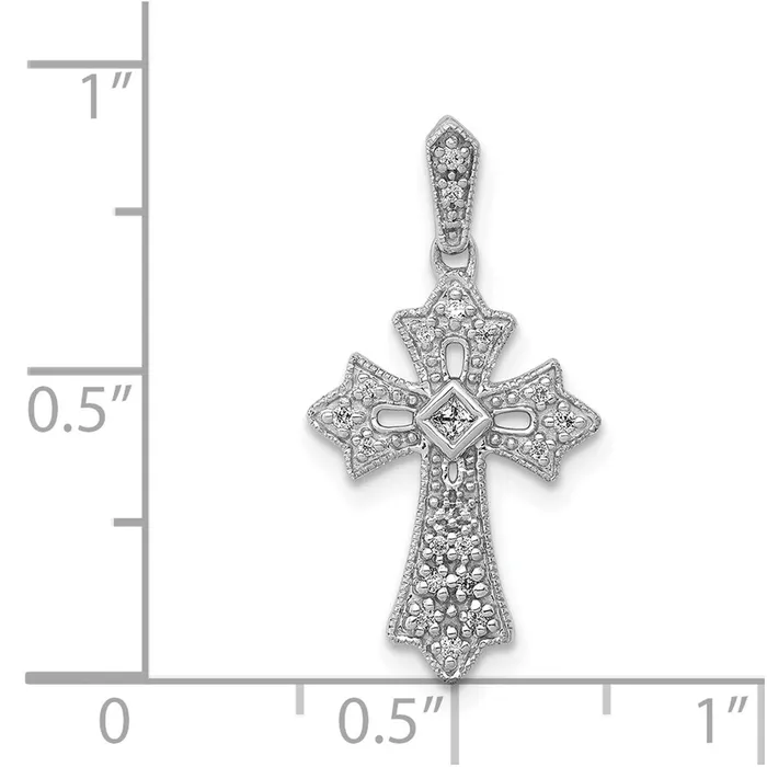 Solid 14k White Gold 110ct Simulated CZ Fancy Cross Pendant Goldia Necklaces
