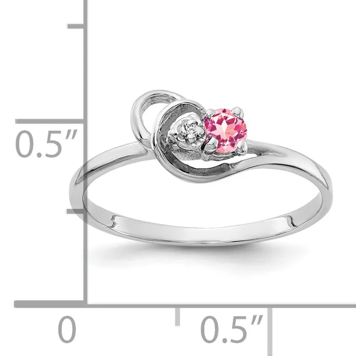 Solid 14k White Gold 3mm Simulated Pink Tourmaline AAA CZ Ring Goldia Rings