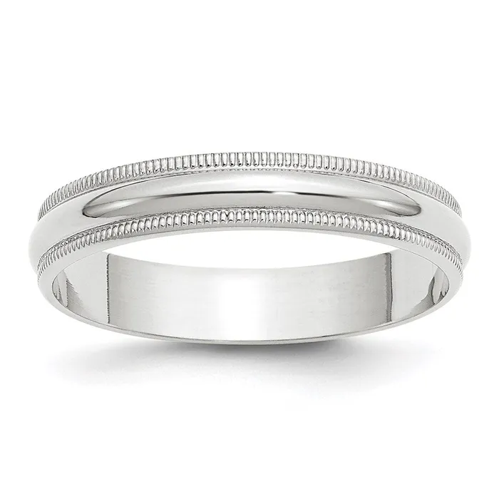 Solid 14K White Gold 4mm Light Weight Milgrain Half Round MensWomens Wedding Band Ring Size 125 Goldia Rings Solid 14K White Gold 4mm Light Weight Milgrain Half Round MensWomens Wedding Band Ring Size 125 Goldia Rings