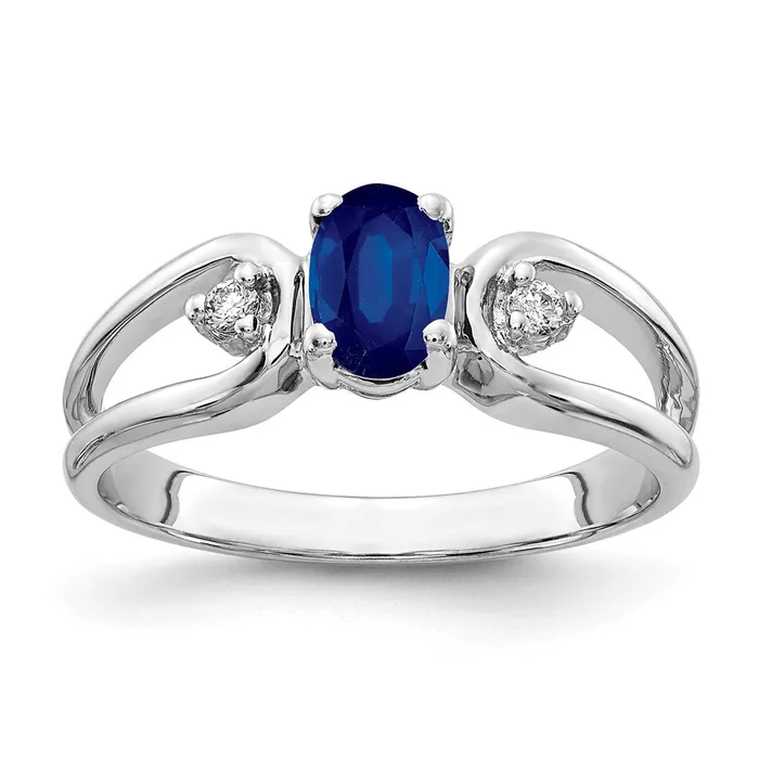 Solid 14k White Gold 6x4mm Oval Simulated Sapphire A CZ Ring Goldia Rings Solid 14k White Gold 6x4mm Oval Simulated Sapphire A CZ Ring Goldia Rings