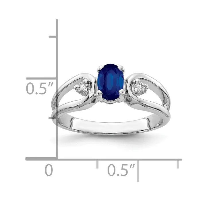 Solid 14k White Gold 6x4mm Oval Simulated Sapphire A CZ Ring Goldia Rings