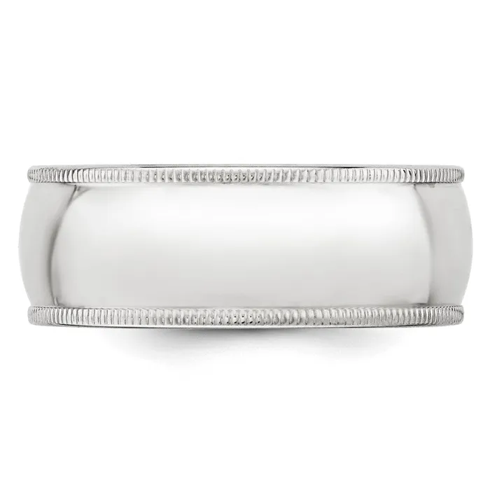 Solid 14K White Gold 8mm Milgrain Half Round MensWomens Wedding Band Ring Size 75 Goldia Rings Solid 14K White Gold 8mm Milgrain Half Round MensWomens Wedding Band Ring Size 75 Goldia Rings
