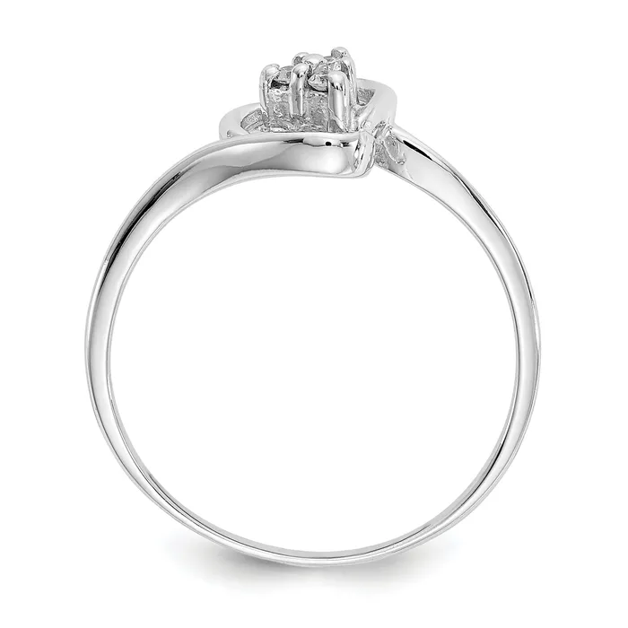 Solid 14k White Gold AAA Simulated CZ heart Ring Goldia Rings