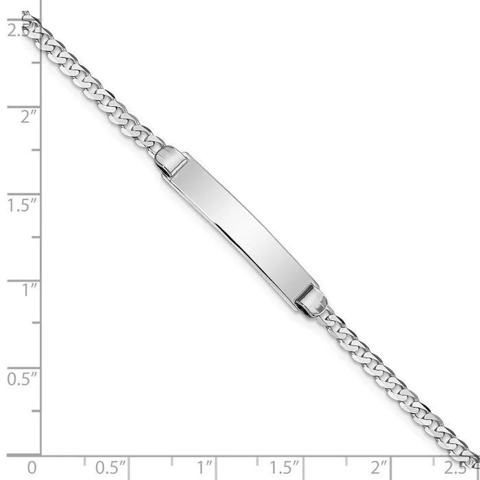 Solid 14K White Gold Flat Curb Link ID Bracelet MDS Bracelets Solid 14K White Gold Flat Curb Link ID Bracelet MDS Bracelets