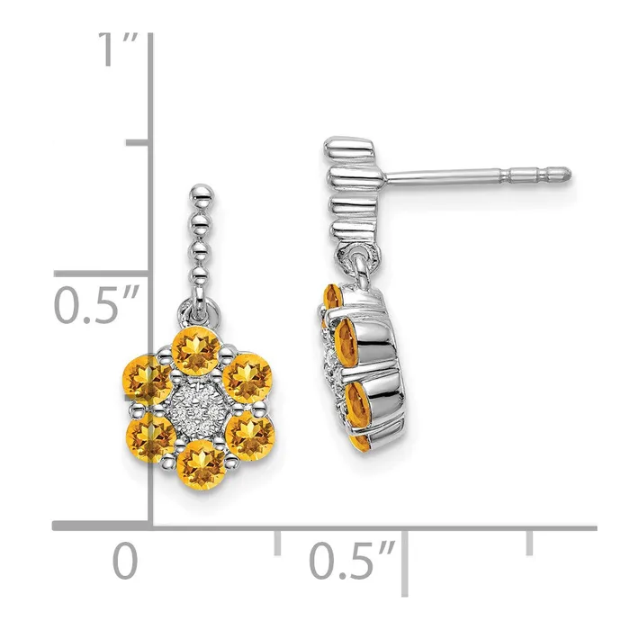 Solid 14k White Gold Simulated Citrine and CZ Earrings Goldia Earrings