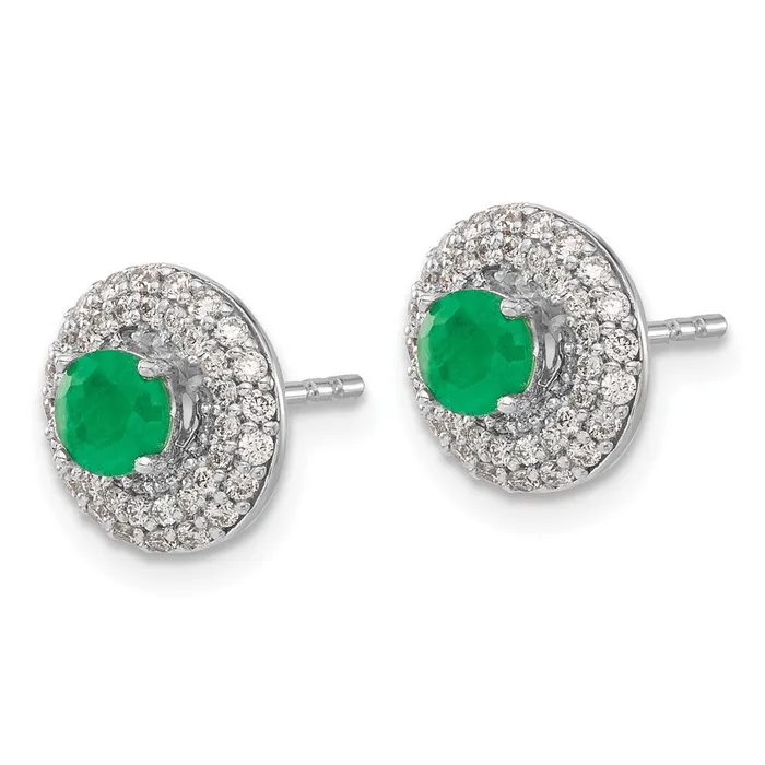 Solid 14k White Gold Simulated CZ and Emerald Stud wJacKet Earrings Goldia Earrings Solid 14k White Gold Simulated CZ and Emerald Stud wJacKet Earrings Goldia Earrings