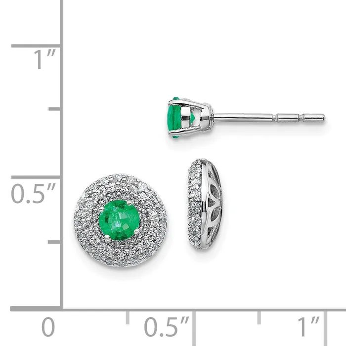 Solid 14k White Gold Simulated CZ and Emerald Stud wJacKet Earrings Goldia Earrings Solid 14k White Gold Simulated CZ and Emerald Stud wJacKet Earrings Goldia Earrings