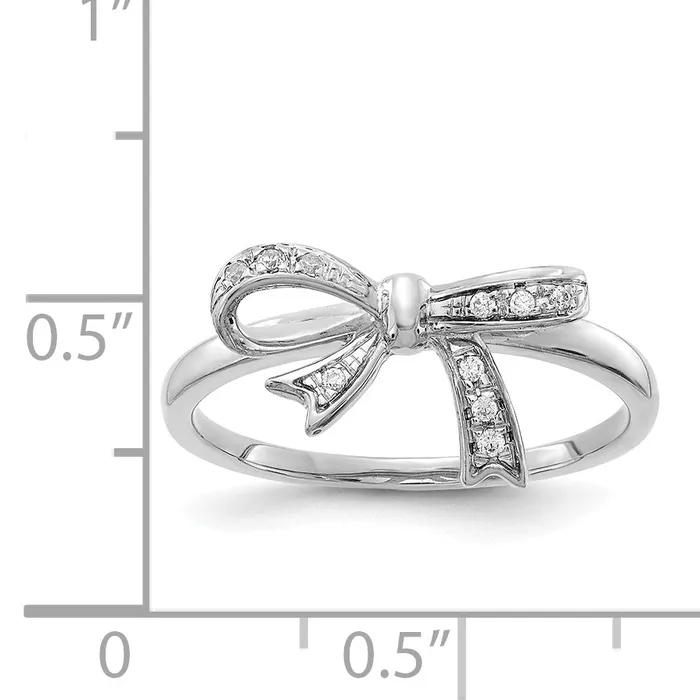 Solid 14k White Gold Simulated CZ Bow Ring Goldia Rings