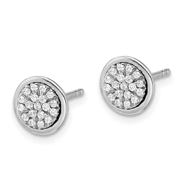 Solid 14k White Gold Simulated CZ Cluster Post Earrings Goldia Earrings