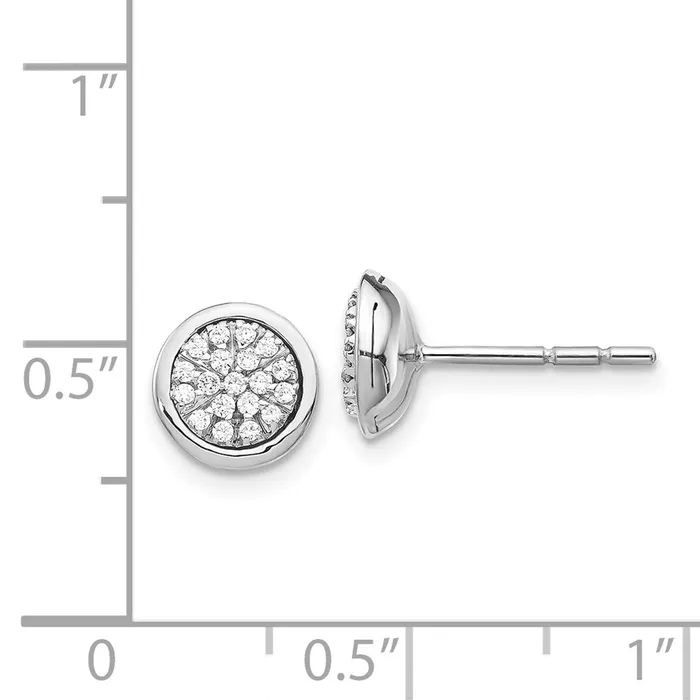 Solid 14k White Gold Simulated CZ Cluster Post Earrings Goldia Earrings