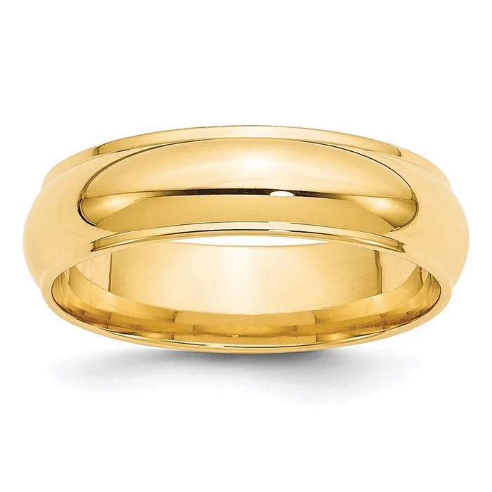 Solid 14K Yellow Gold 6mm Half Round with Edge MensWomens Wedding Band Ring Size 14 Goldia Rings Solid 14K Yellow Gold 6mm Half Round with Edge MensWomens Wedding Band Ring Size 14 Goldia Rings