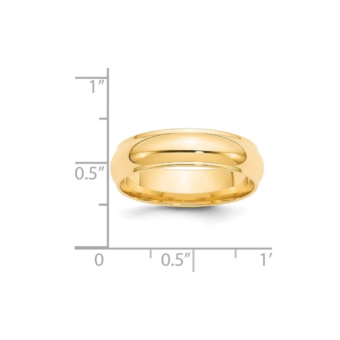 Solid 14K Yellow Gold 6mm Half Round with Edge MensWomens Wedding Band Ring Size 14 Goldia Rings Solid 14K Yellow Gold 6mm Half Round with Edge MensWomens Wedding Band Ring Size 14 Goldia Rings