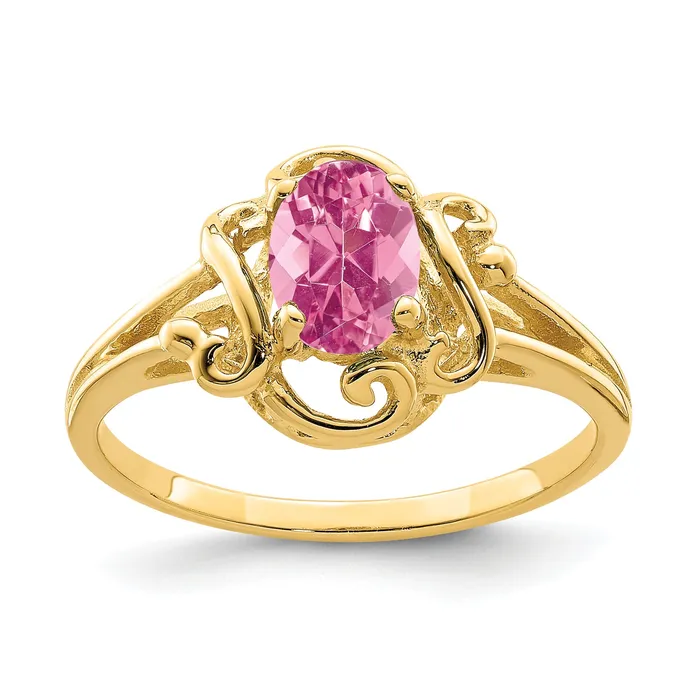 Solid 14k Yellow Gold 7x5mm Oval Simulated Pink Tourmaline Ring Goldia Rings Solid 14k Yellow Gold 7x5mm Oval Simulated Pink Tourmaline Ring Goldia Rings