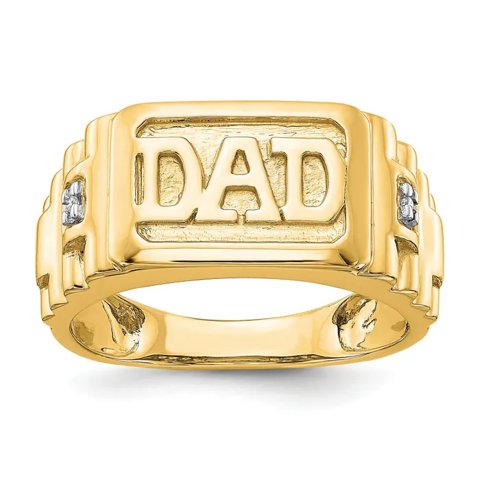 Solid 14k Yellow Gold AA Simulated CZ mens Ring Goldia Rings