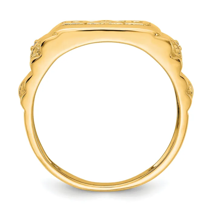 Solid 14k Yellow Gold AA Simulated CZ mens Ring Goldia Rings