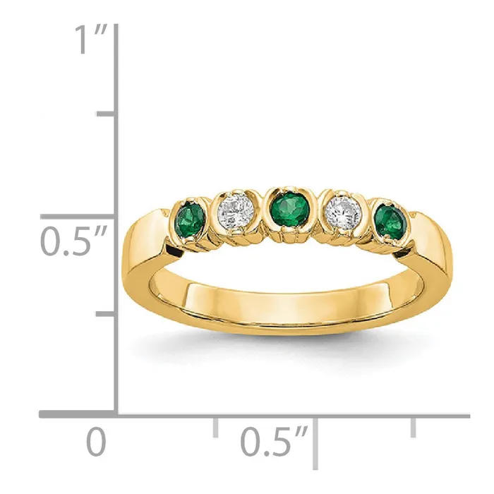 Solid 14k Yellow Gold Simulated CZ wSimulated Emerald Band Goldia Rings