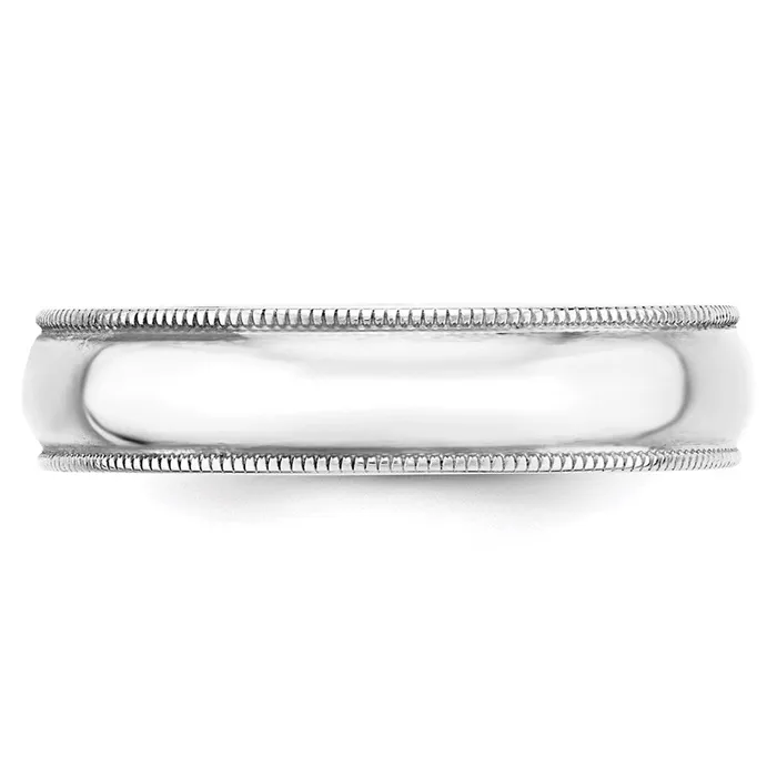 Solid 18K White Gold 5mm Light Weight Milgrain Half Round MensWomens Wedding Band Ring Size 125 Goldia Rings Solid 18K White Gold 5mm Light Weight Milgrain Half Round MensWomens Wedding Band Ring Size 125 Goldia Rings