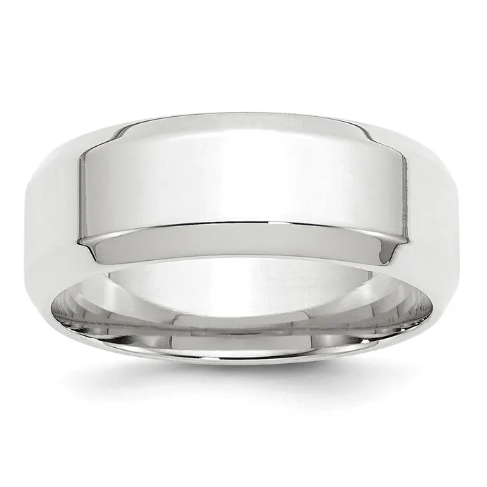 Solid 18K White Gold 8mm Bevel Edge Comfort Fit MensWomens Wedding Band Ring Size 10 Goldia Rings Solid 18K White Gold 8mm Bevel Edge Comfort Fit MensWomens Wedding Band Ring Size 10 Goldia Rings
