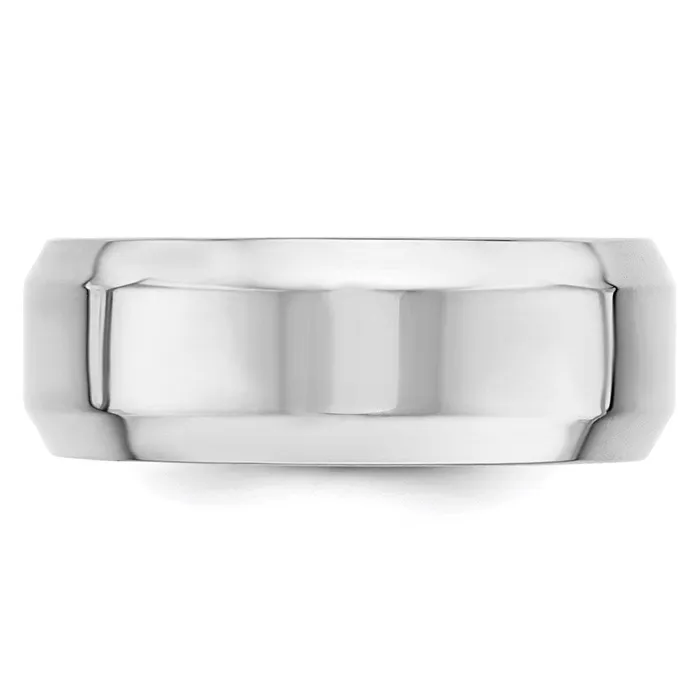 Solid 18K White Gold 8mm Bevel Edge Comfort Fit MensWomens Wedding Band Ring Size 10 Goldia Rings Solid 18K White Gold 8mm Bevel Edge Comfort Fit MensWomens Wedding Band Ring Size 10 Goldia Rings