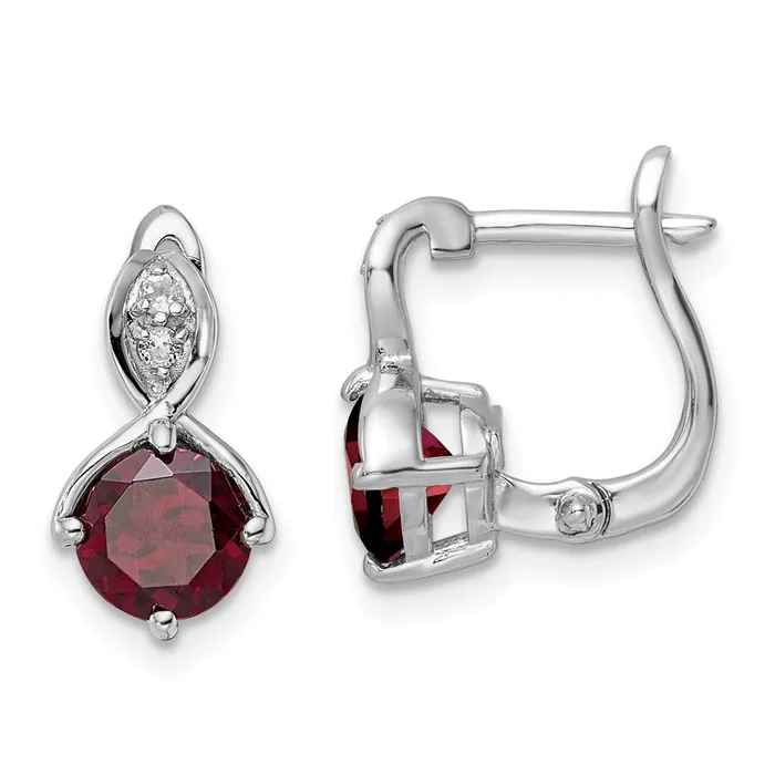 SS RHplated 208tw GarnetWhite Topaz Hinged Earrings Goldia Earrings