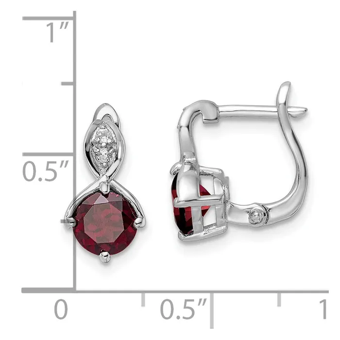 SS RHplated 208tw GarnetWhite Topaz Hinged Earrings Goldia Earrings
