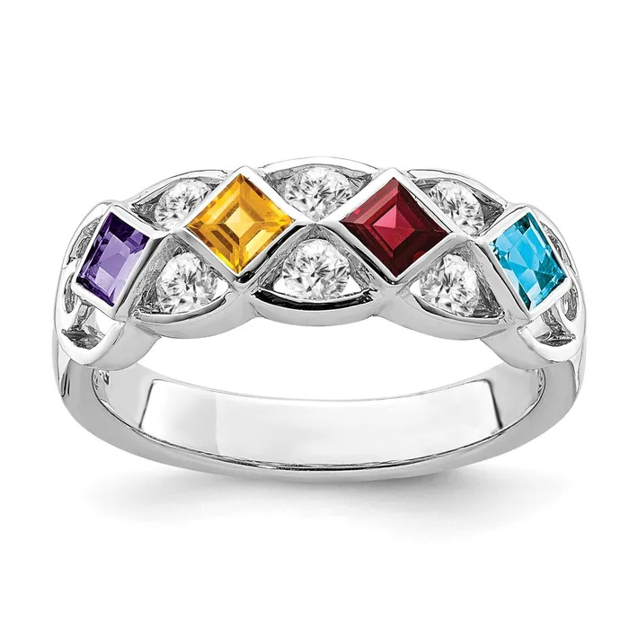 SS Rhodiumplated wCZ Amethyst Citrine Garnet u0026 Blue Topaz Ring Goldia Rings SS Rhodiumplated wCZ Amethyst Citrine Garnet u0026 Blue Topaz Ring Goldia Rings