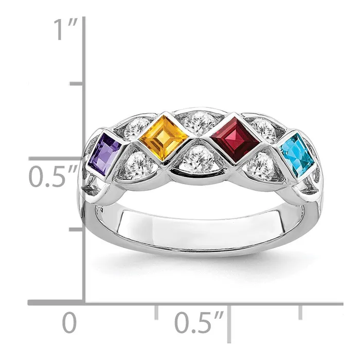 SS Rhodiumplated wCZ Amethyst Citrine Garnet u0026 Blue Topaz Ring Goldia Rings