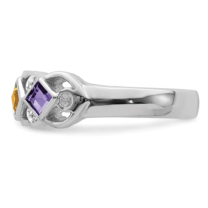 SS Rhodiumplated wCZ Amethyst Citrine Garnet u0026 Blue Topaz Ring Goldia Rings