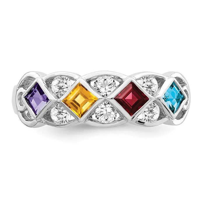 SS Rhodiumplated wCZ Amethyst Citrine Garnet u0026 Blue Topaz Ring Goldia Rings