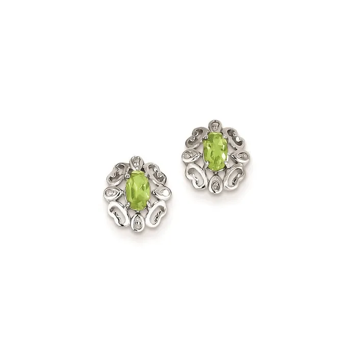 Sterling Silver Diamond and Peridot Earrings Goldia Earrings