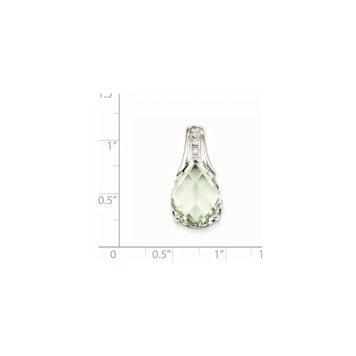Sterling Silver Green Quartz and Diamond Pendant Goldia Necklaces
