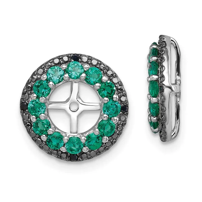 Sterling Silver Rhodium Created Emerald u0026 Black Sapphire Earring Jacket Goldia Earrings Sterling Silver Rhodium Created Emerald u0026 Black Sapphire Earring Jacket Goldia Earrings