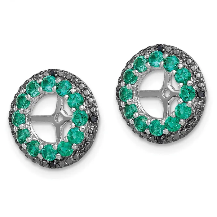 Sterling Silver Rhodium Created Emerald u0026 Black Sapphire Earring Jacket Goldia Earrings