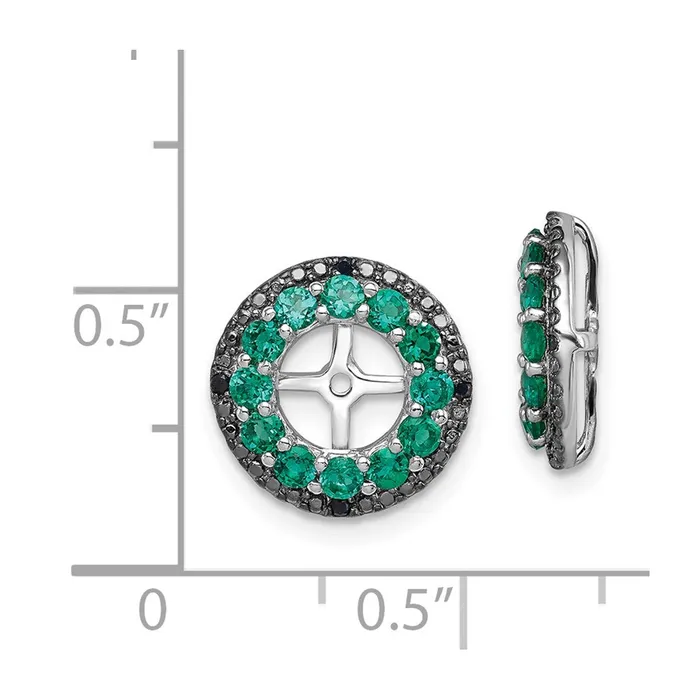 Sterling Silver Rhodium Created Emerald u0026 Black Sapphire Earring Jacket Goldia Earrings