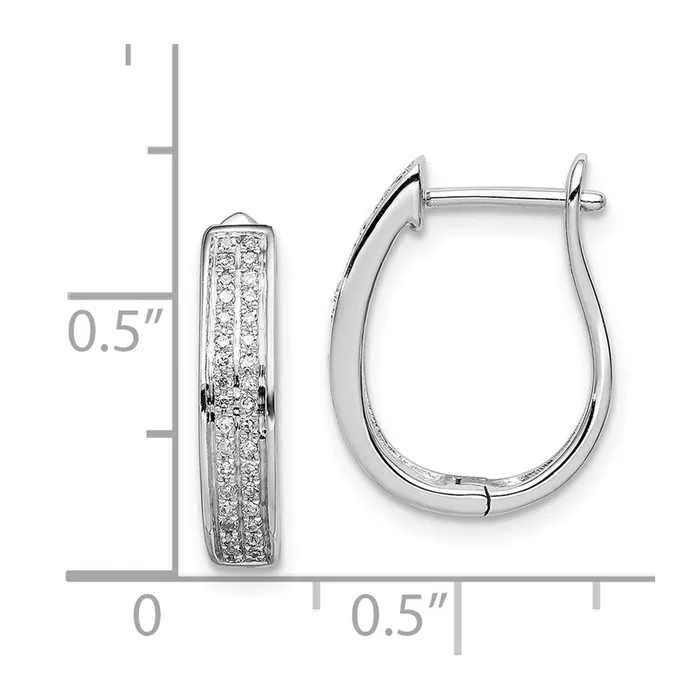 Sterling Silver Rhodium Diamond Oval Hinged Hoop Earrings Goldia Earrings