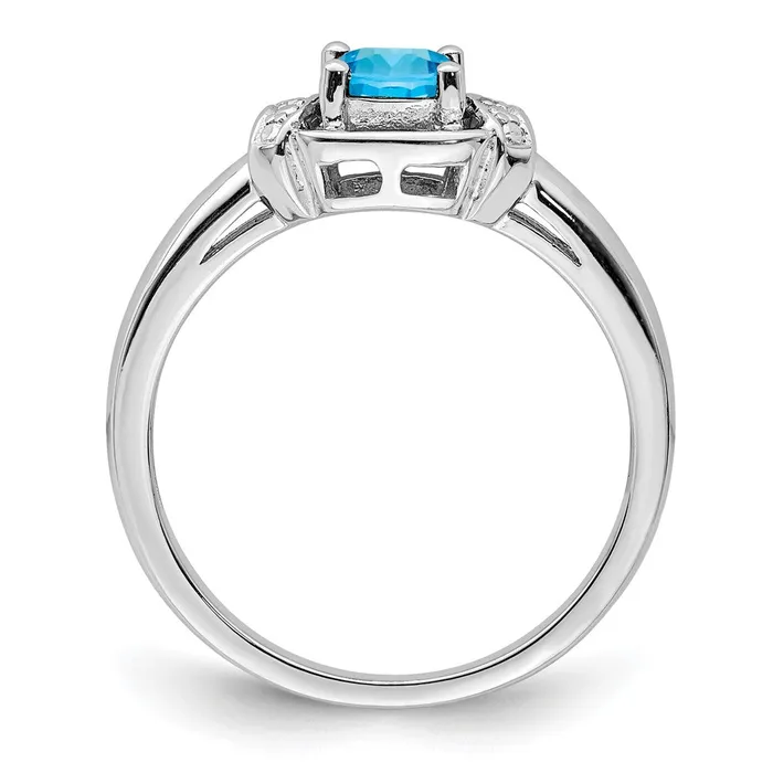 Sterling Silver Rhodium Diamond u0026 Light Blue Topaz Ring Goldia Rings