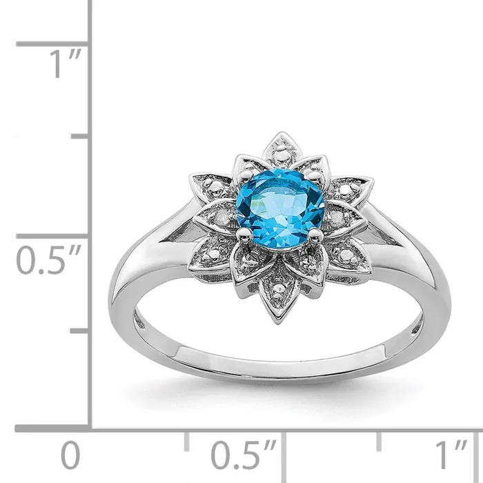 Sterling Silver Rhodium Diamond u0026 Light Blue Topaz Ring Goldia Rings