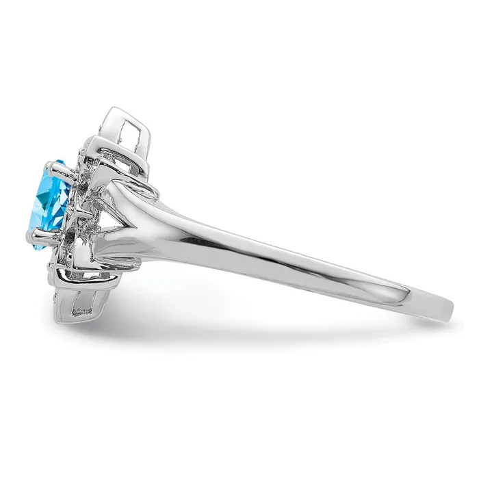 Sterling Silver Rhodium Diamond u0026 Light Blue Topaz Ring Goldia Rings