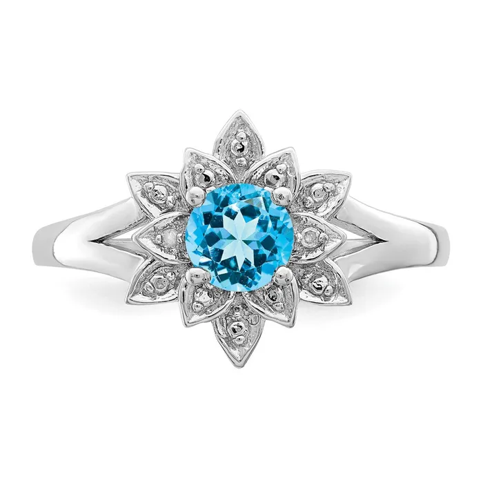 Sterling Silver Rhodium Diamond u0026 Light Blue Topaz Ring Goldia Rings