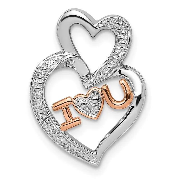 Sterling Silver Rhodium Diamonds Rose Gold Plated I HEART U Pendant Goldia Necklaces Sterling Silver Rhodium Diamonds Rose Gold Plated I HEART U Pendant Goldia Necklaces