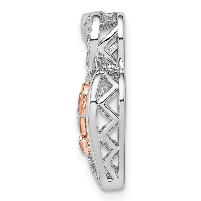 Sterling Silver Rhodium Diamonds Rose Gold Plated I HEART U Pendant Goldia Necklaces