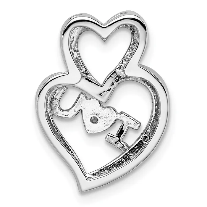 Sterling Silver Rhodium Diamonds Rose Gold Plated I HEART U Pendant Goldia Necklaces