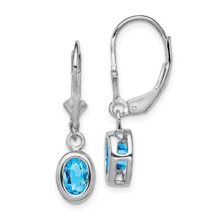 Sterling Silver Rhodium Plated 7x5mm Oval Blue Topaz Leverback Earrings Goldia Earrings Sterling Silver Rhodium Plated 7x5mm Oval Blue Topaz Leverback Earrings Goldia Earrings