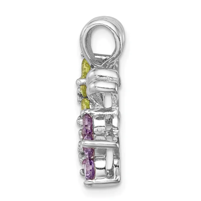 Sterling Silver Rhodiumplated Amethyst and Peridot Floral Pendant Goldia Necklaces