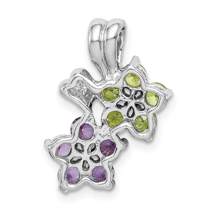 Sterling Silver Rhodiumplated Amethyst and Peridot Floral Pendant Goldia Necklaces